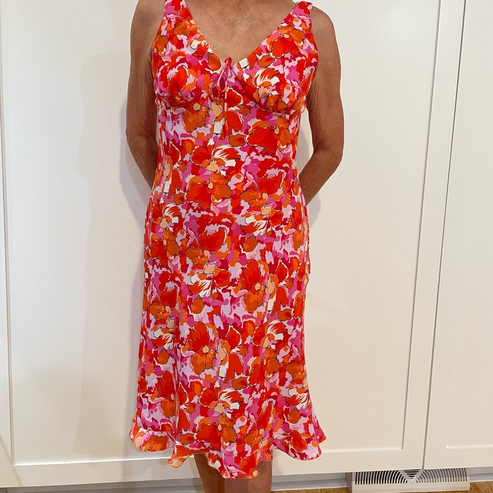Floral Sleeveless Dress - Red and Pink